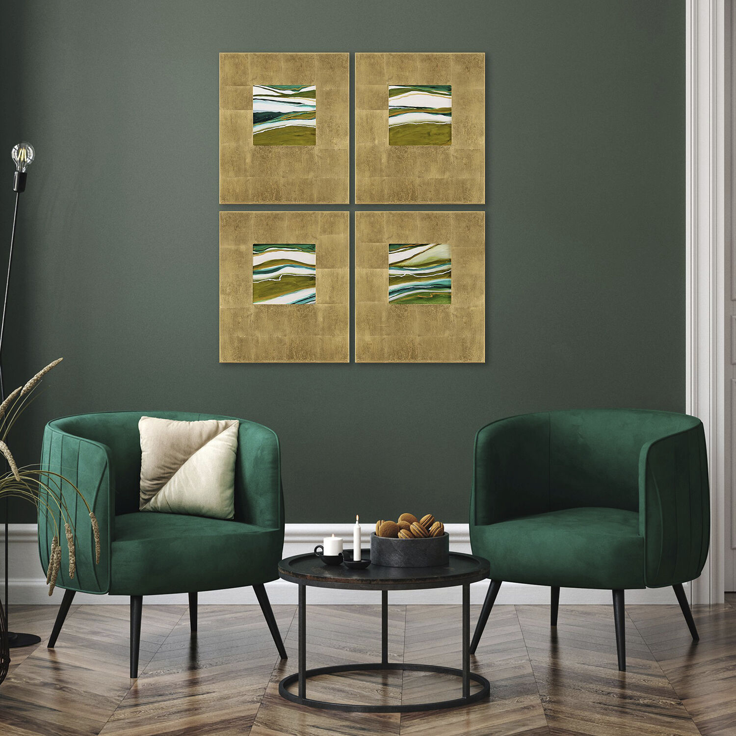 Galaxy Series Green and Metallic and White and Turquoise Wall Sculpture, The Studio