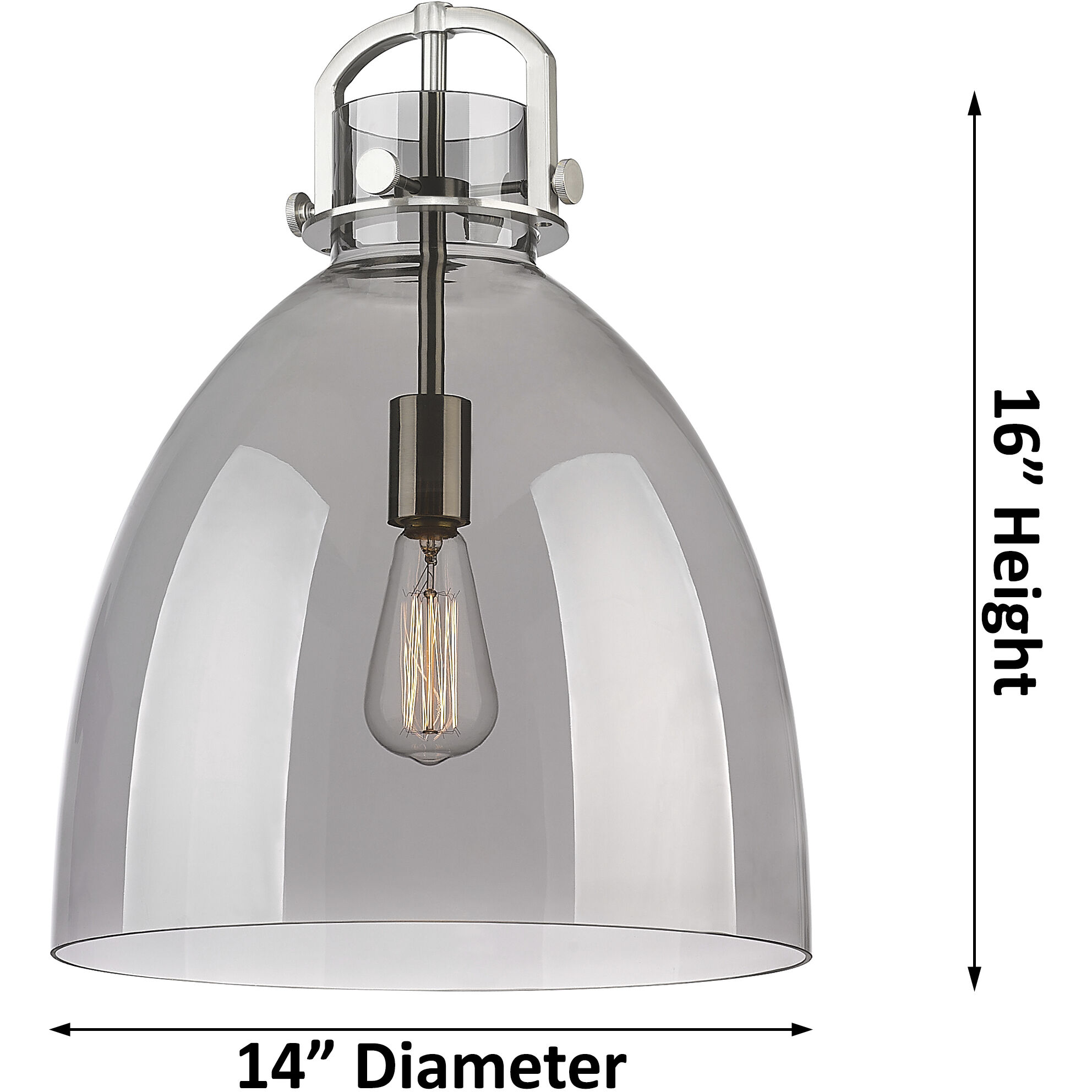 Newton Bell 1 Light 14 inch Satin Nickel Pendant Ceiling Light in Matte White Glass