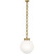 Marie Flanigan Bellamy LED 16 inch Soft Brass Statement Chain Globe Chandelier Ceiling Light in White Glass