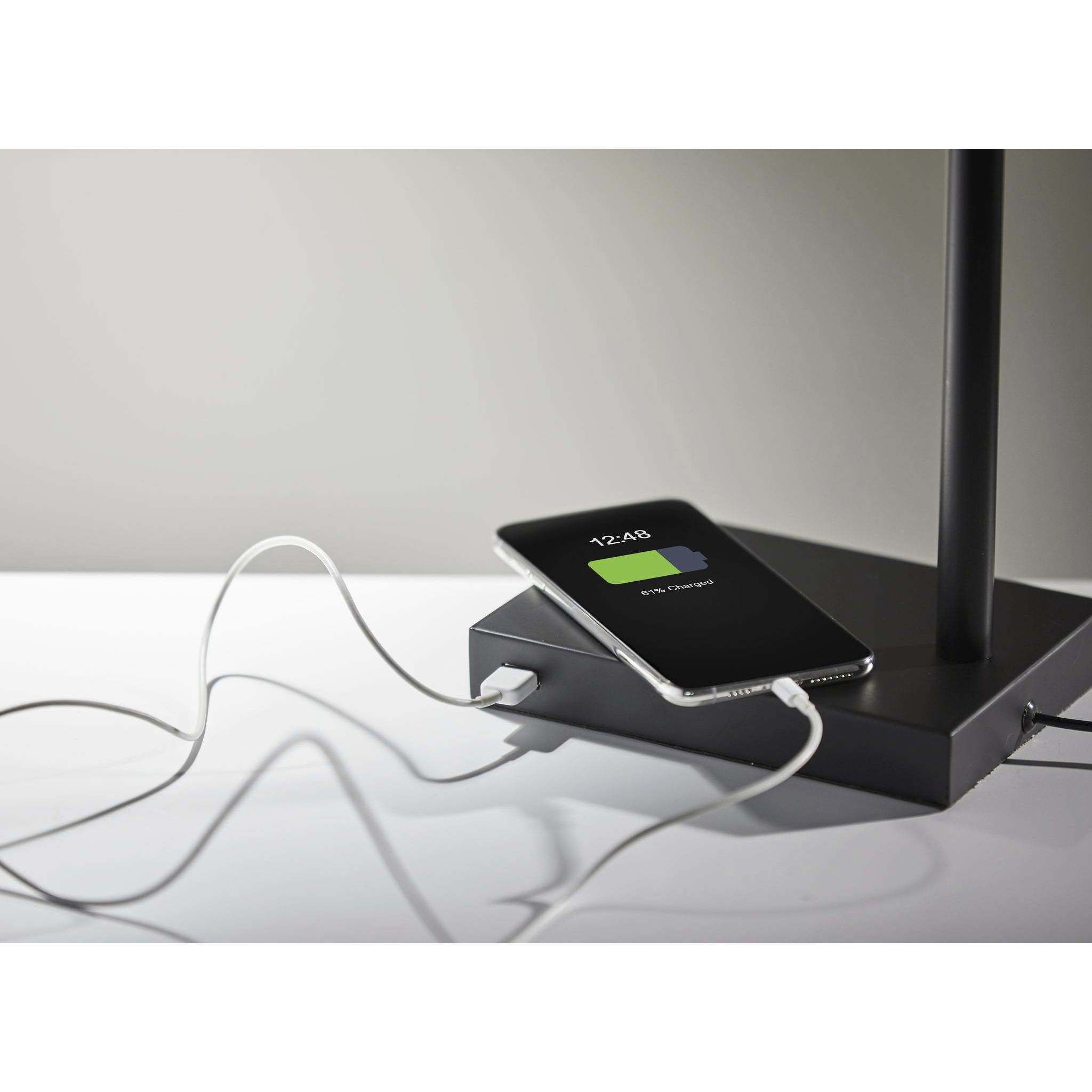 Colby 16 inch 9.00 watt Black Painted Metal Desk Lamp Portable Light, with USB Port