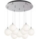 Bolla Multi Pendant Ceiling Light in Chrome, Opal Glass