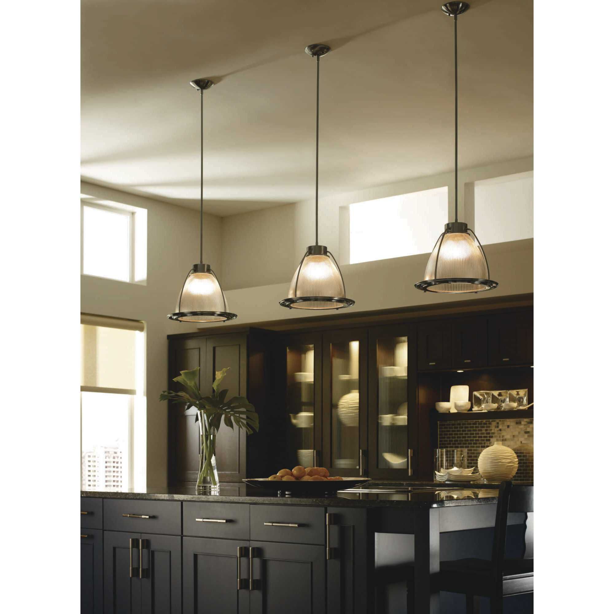 Prismatic Glass 1 Light 16 inch Brushed Nickel Pendant Ceiling Light