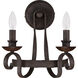 Noble 2 Light 12 inch Rustic Black Wall Sconce Wall Light