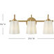 Honey 3 Light 21.25 inch Distressed Brass Bath Light Wall Light