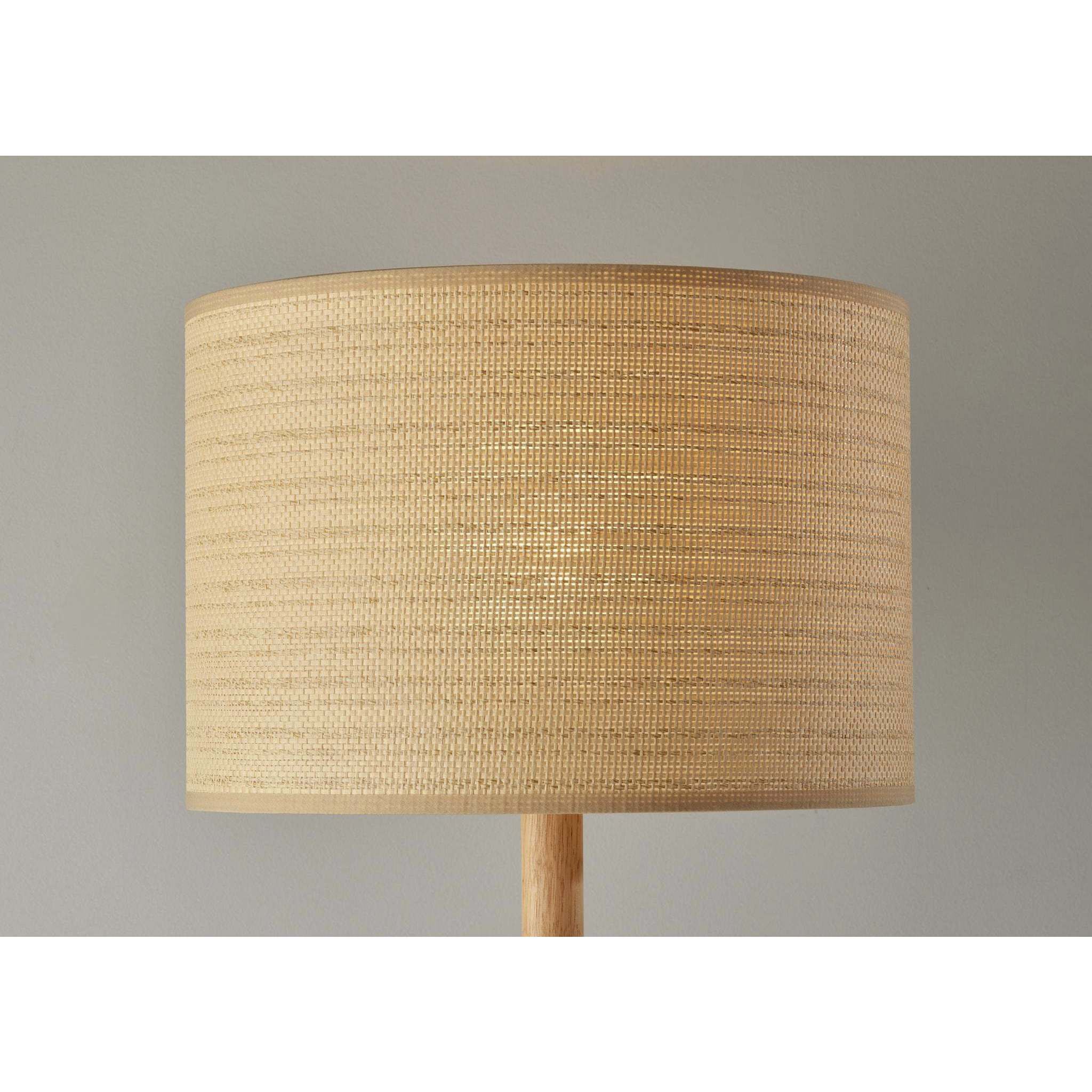 Ellis 58 inch 150.00 watt Natural Wood Floor Lamp Portable Light in Natural Woven with Beige Trim 