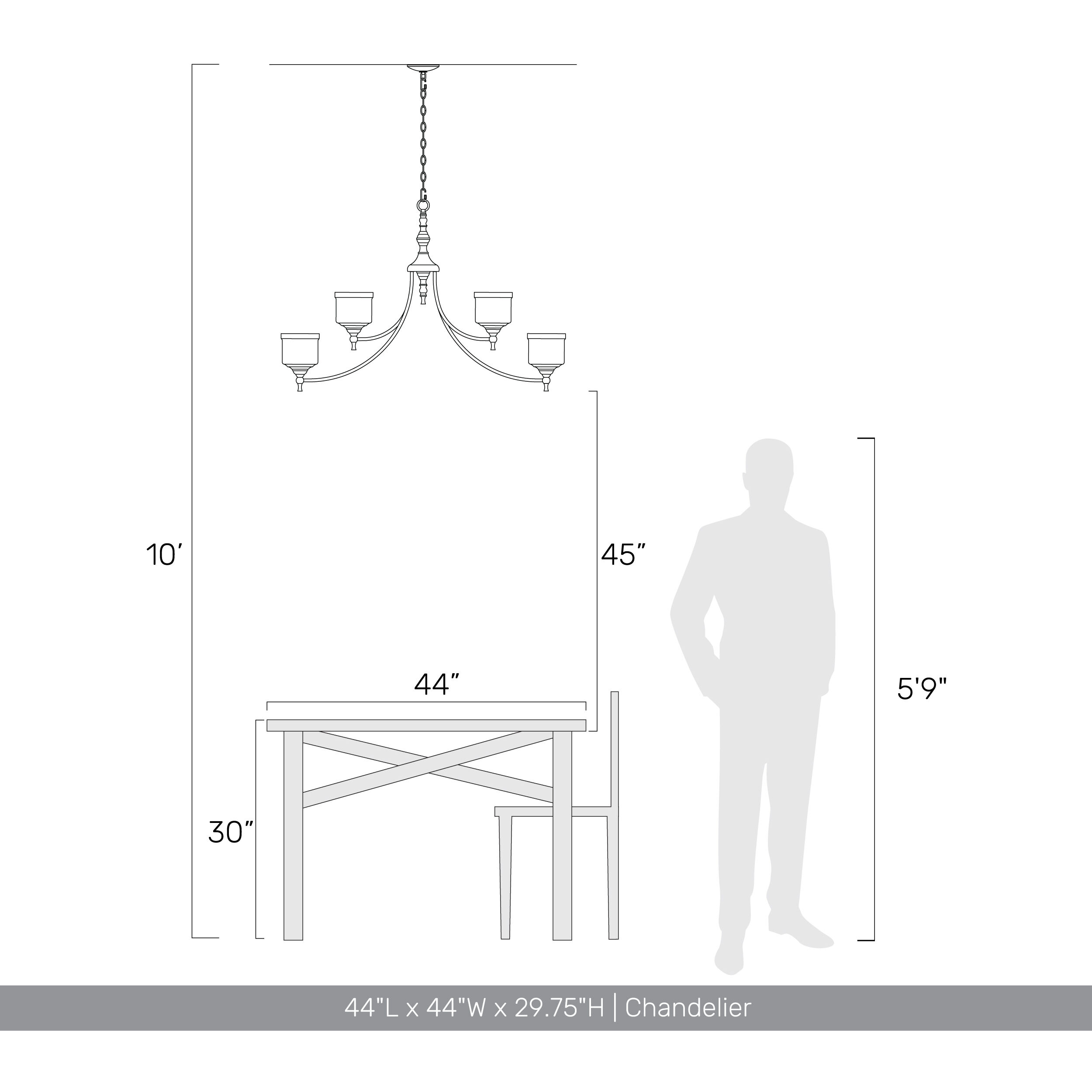 Keating 44 inch 60.00 watt Antique Ivory Chandelier Ceiling Light
