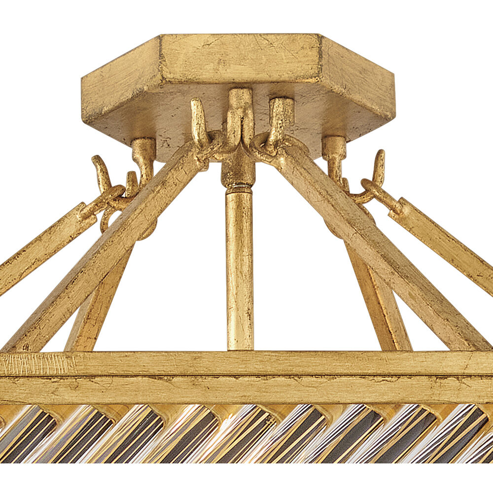 Lisa McDennon Sura 4 Light 19 inch Distressed Brass Semi-flush Mount Ceiling Light