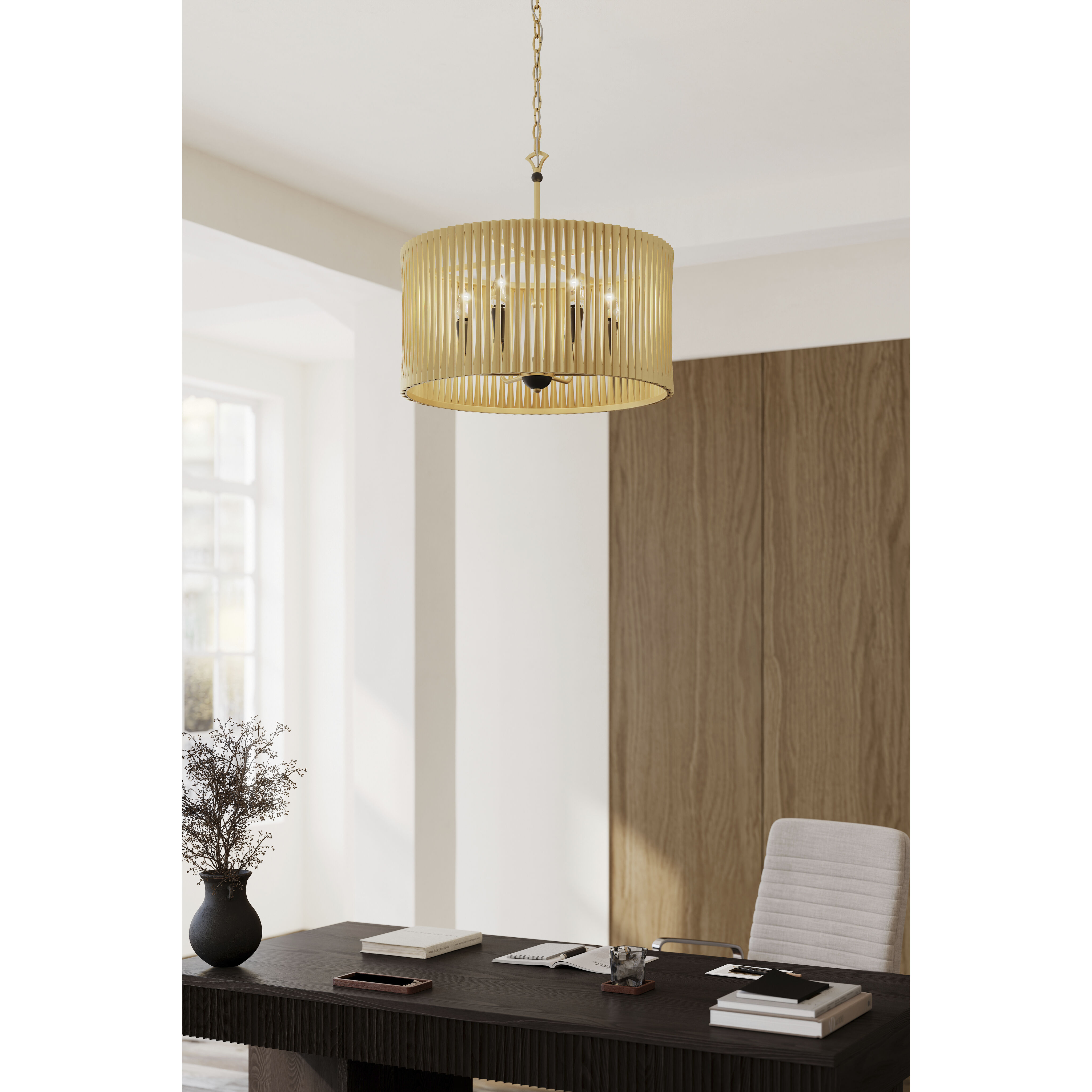 Aven 6 Light 24 inch Sand Coal Black and Legacy Brass Pendant Ceiling Light