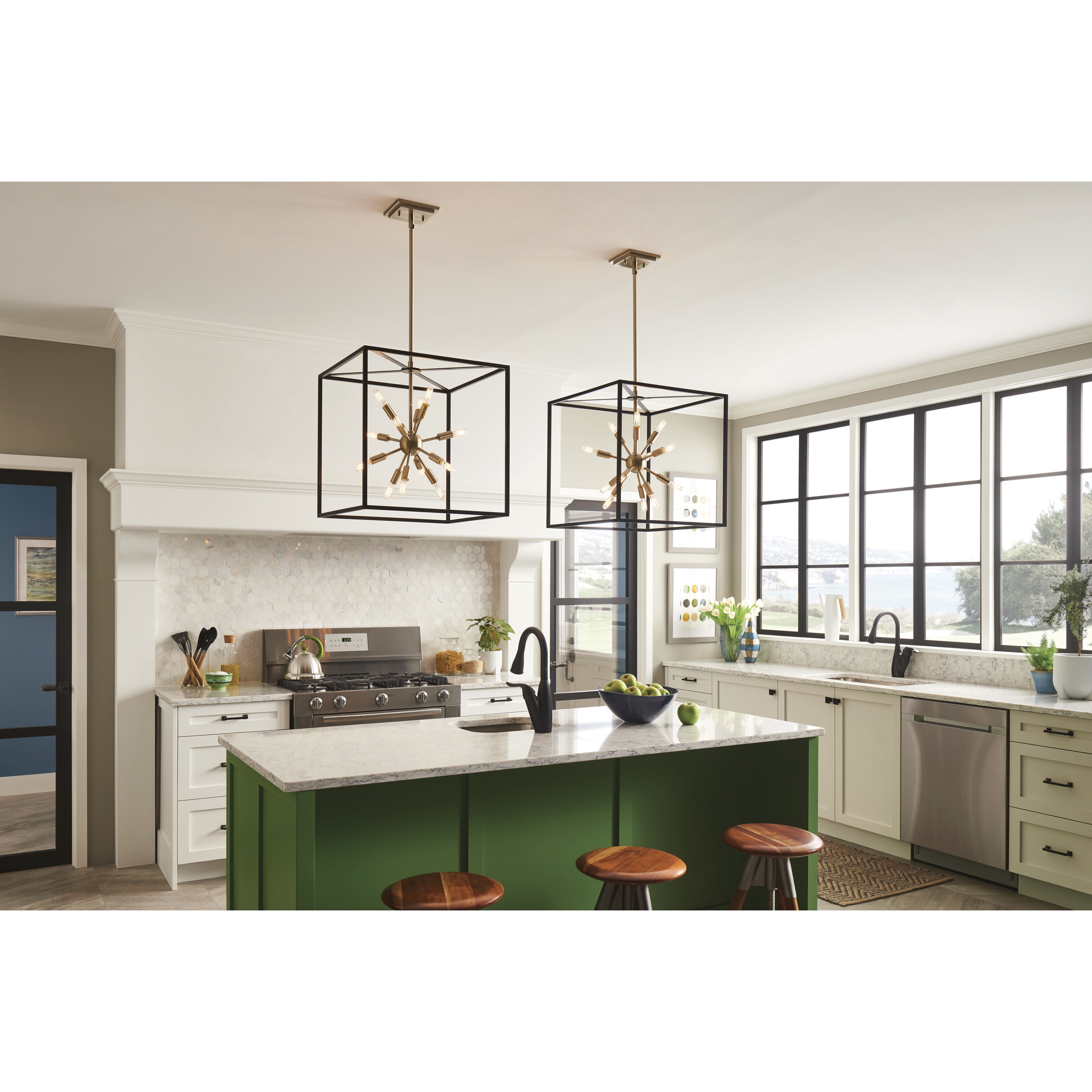 Lisa McDennon Aros 12 Light 20 inch Black with Warm Brass Indoor Chandelier Ceiling Light