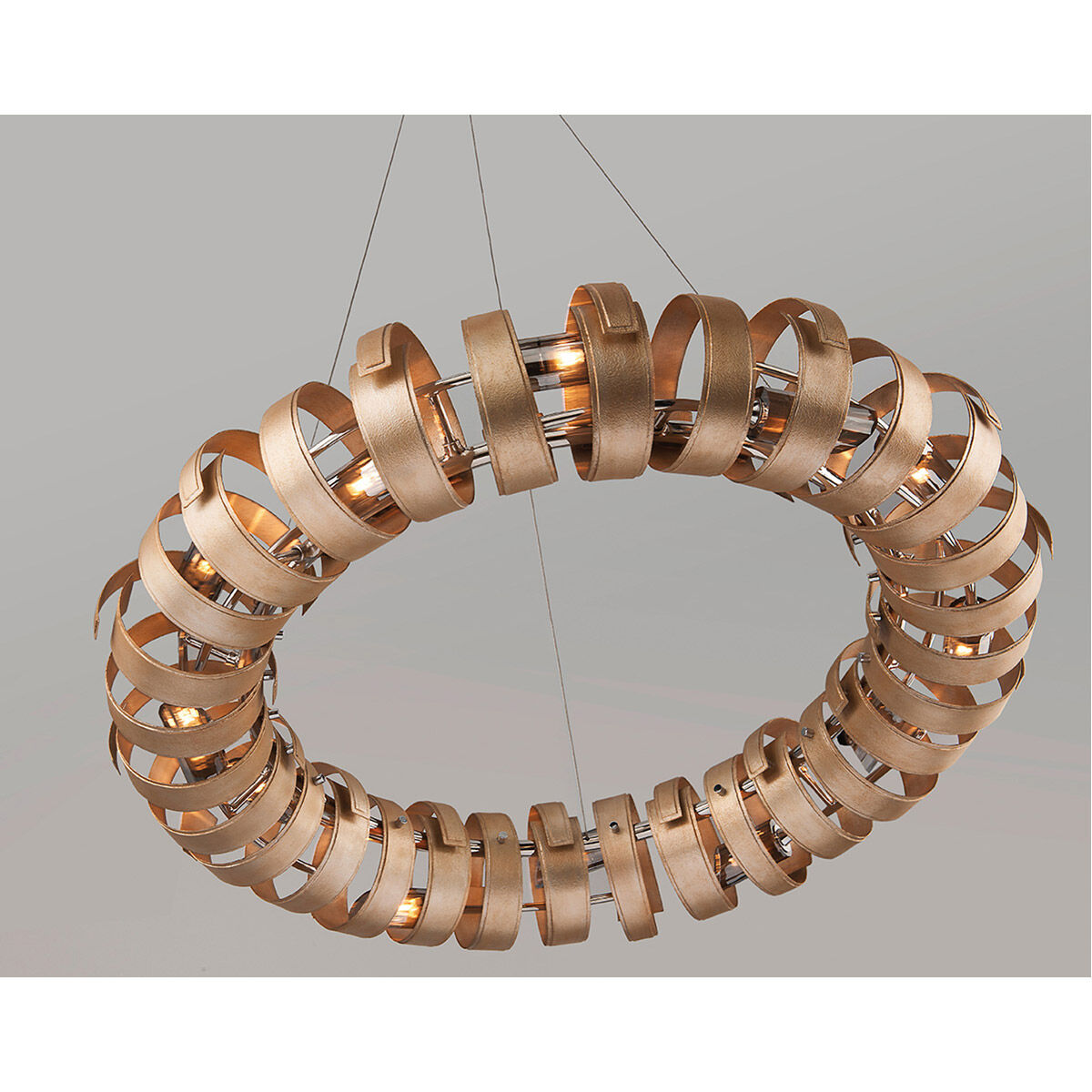 Recoil 14 Light 48.5 inch Textured Silver Leaf Pendant Ceiling Light