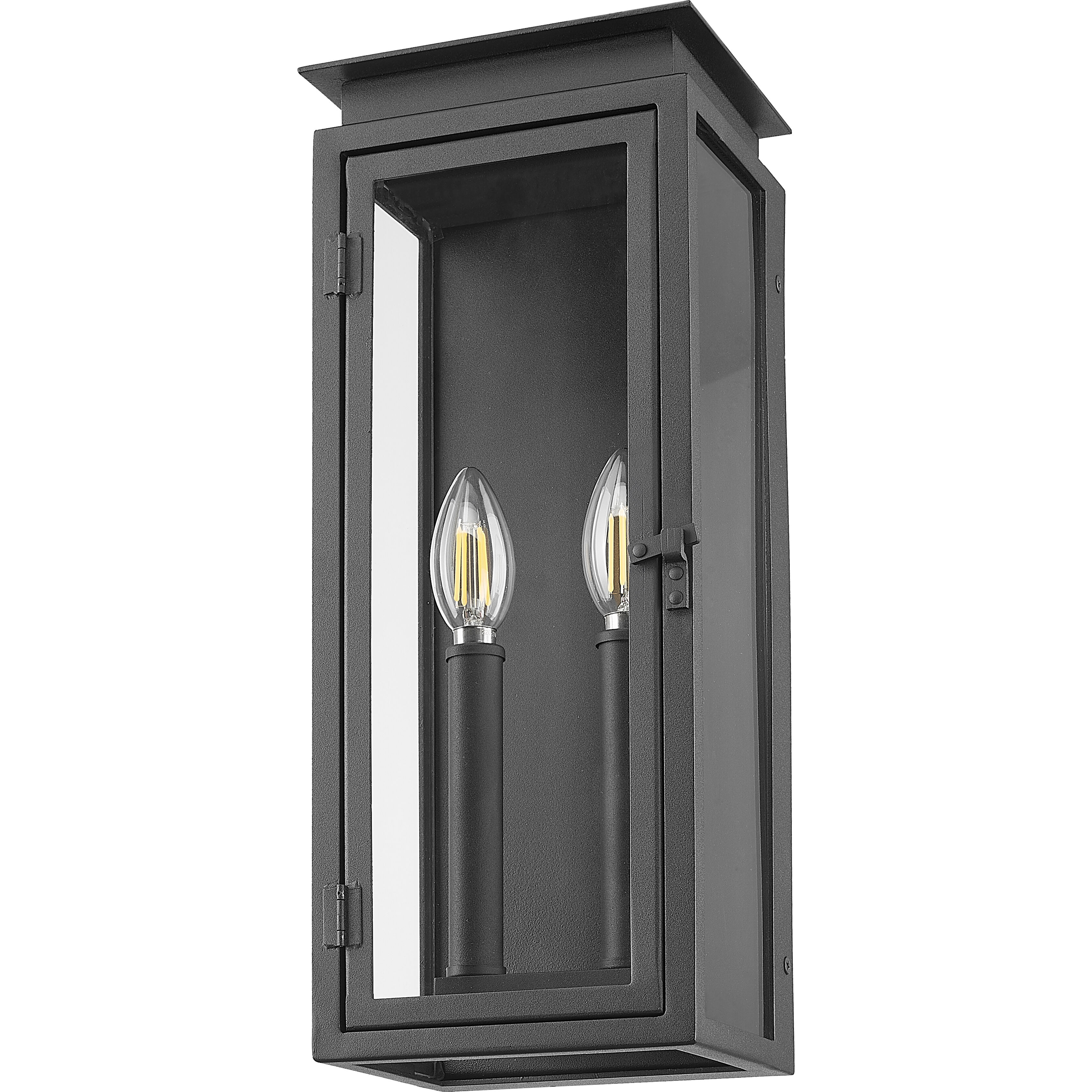 Nova 2 Light 16.5 inch Black Outdoor Wall Light in Clear Glass