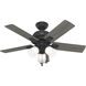 Crystal Peak 44 inch Matte Black with Dark Gray Oak/Greyed Walnut Blades Ceiling Fan