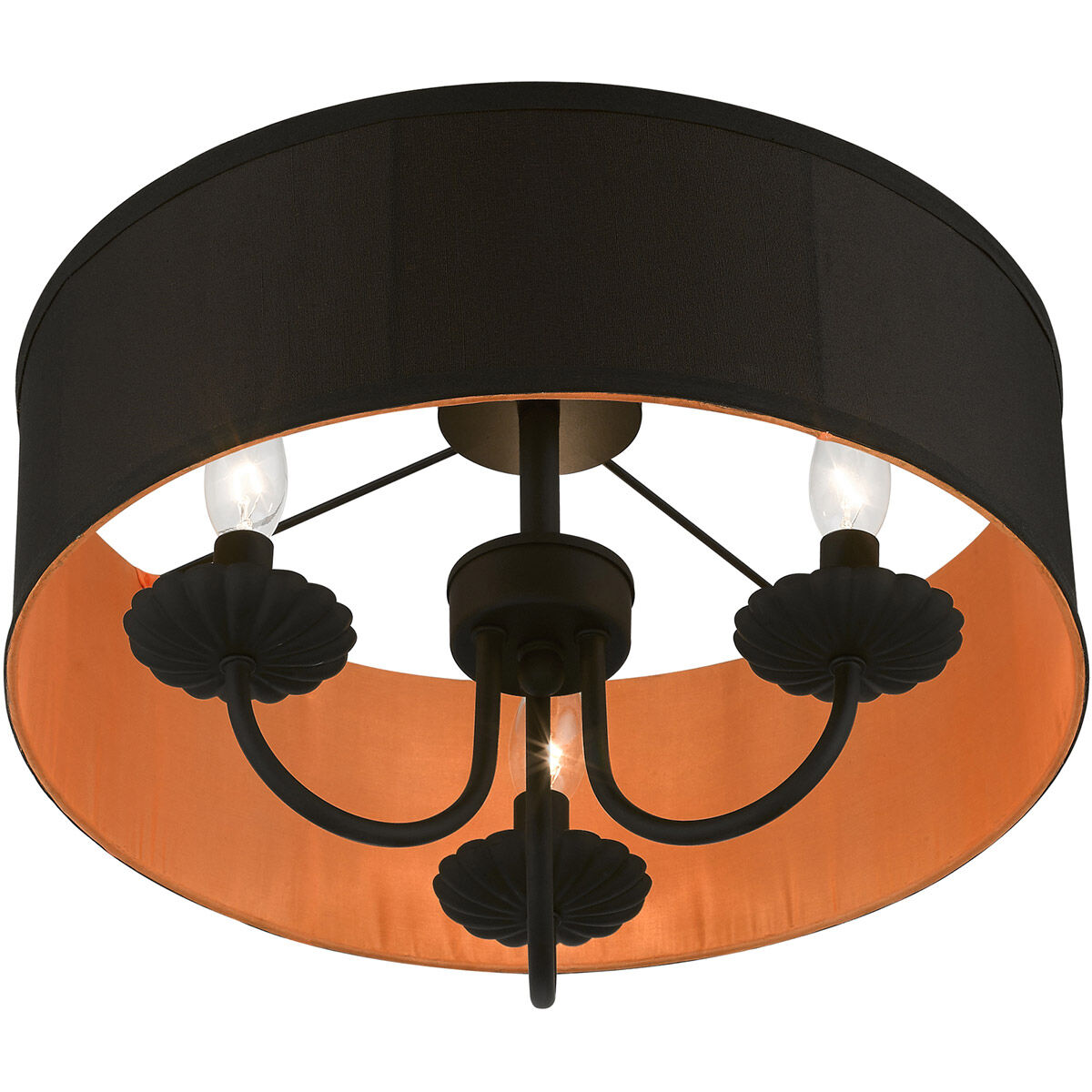 Winchester 3 Light 16 inch Black Semi-Flush Mount Ceiling Light