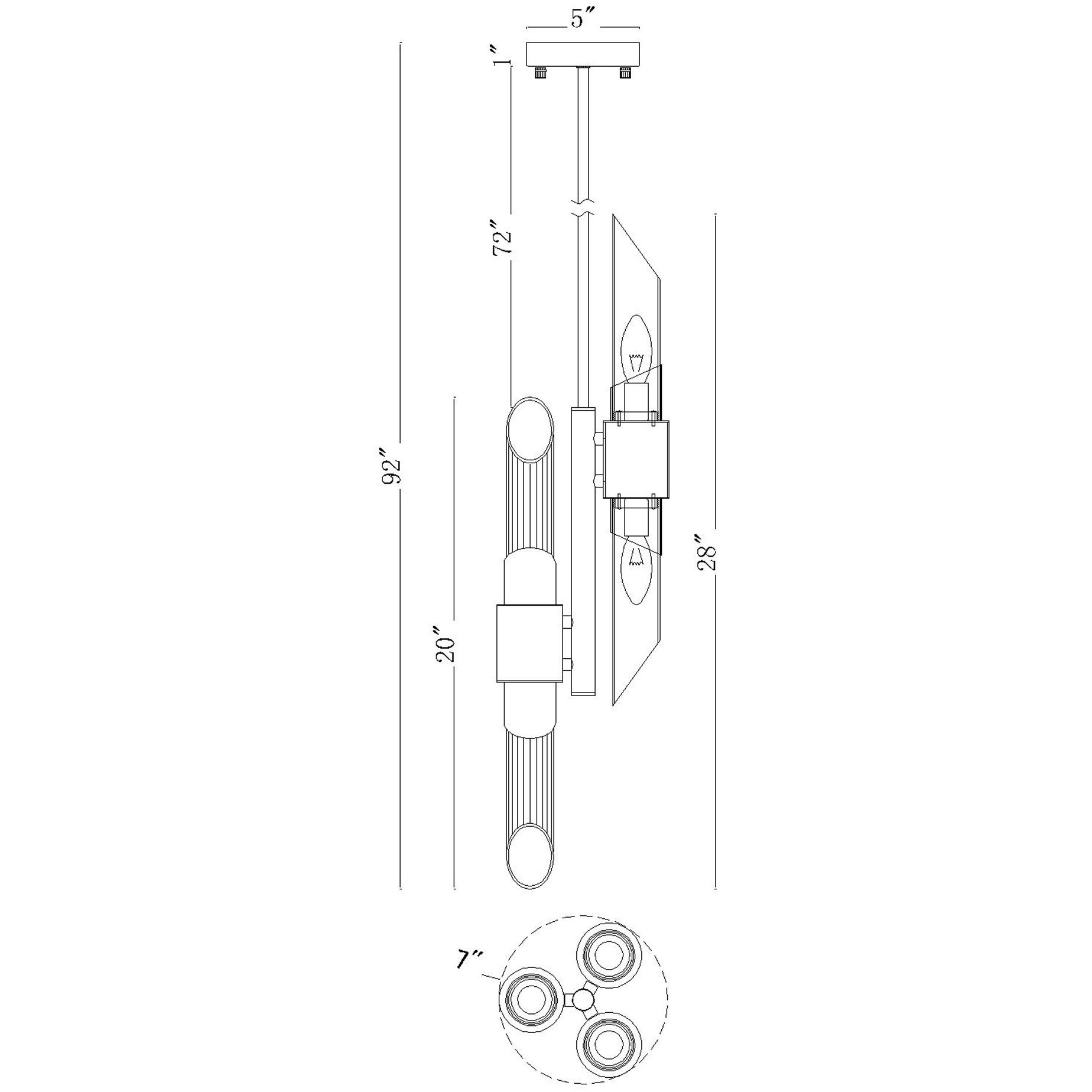 Croissant 6 Light 7 inch Satin Gold Pendant Ceiling Light