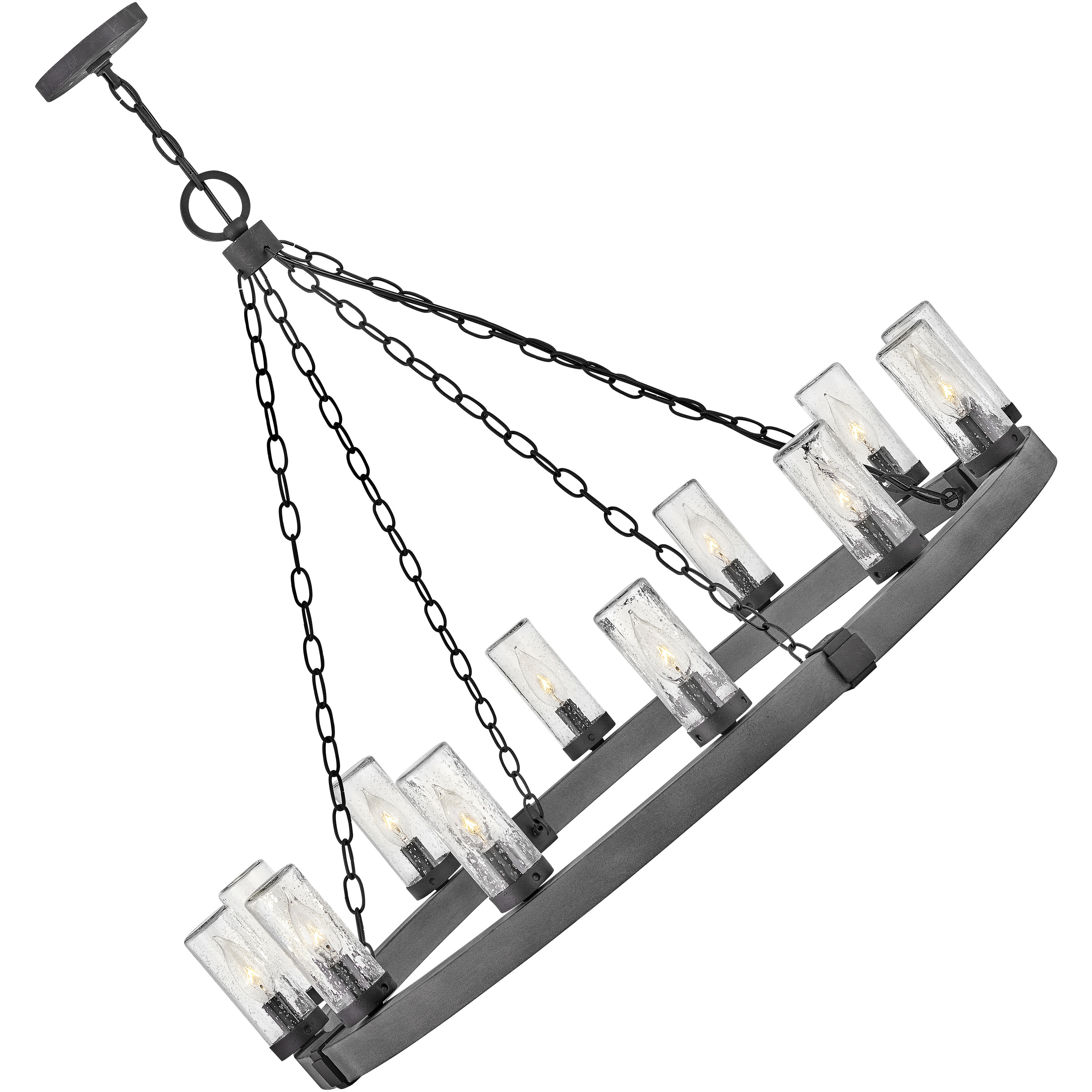 Open Air Sawyer LED 38 inch Aged Zinc with Distressed Black Outdoor Hanging