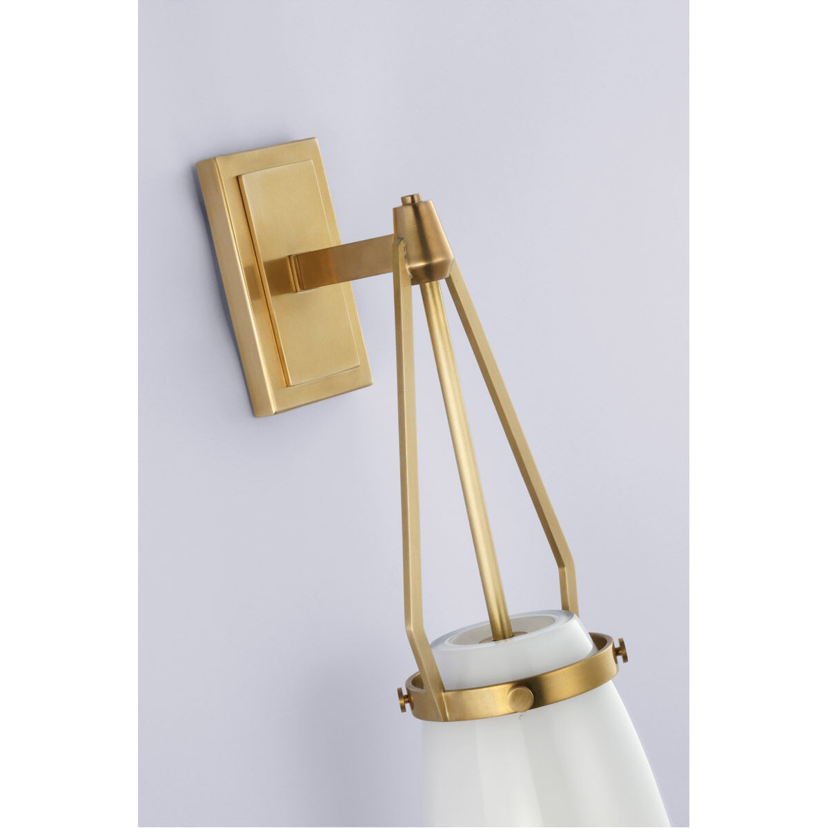 Chapman & Myers Myla LED 4.25 inch Antique-Burnished Brass Bracketed Sconce Wall Light in White Glass, Medium