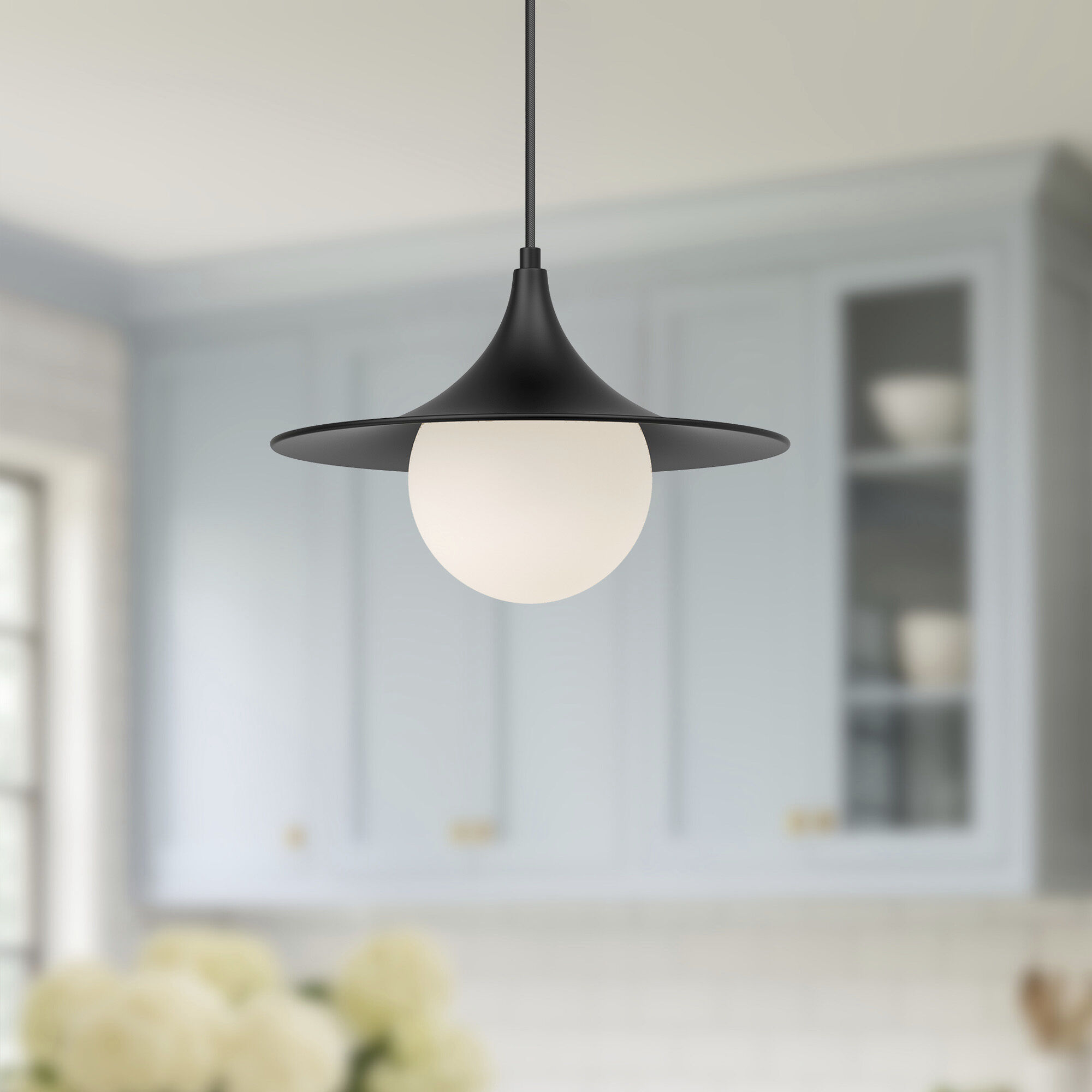 Alora Mood Fuji Pendant Ceiling Light in Matte Black