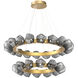 Gem LED 48.3 inch Gilded Brass Chandelier Ceiling Light, Radial Ring Two Tier