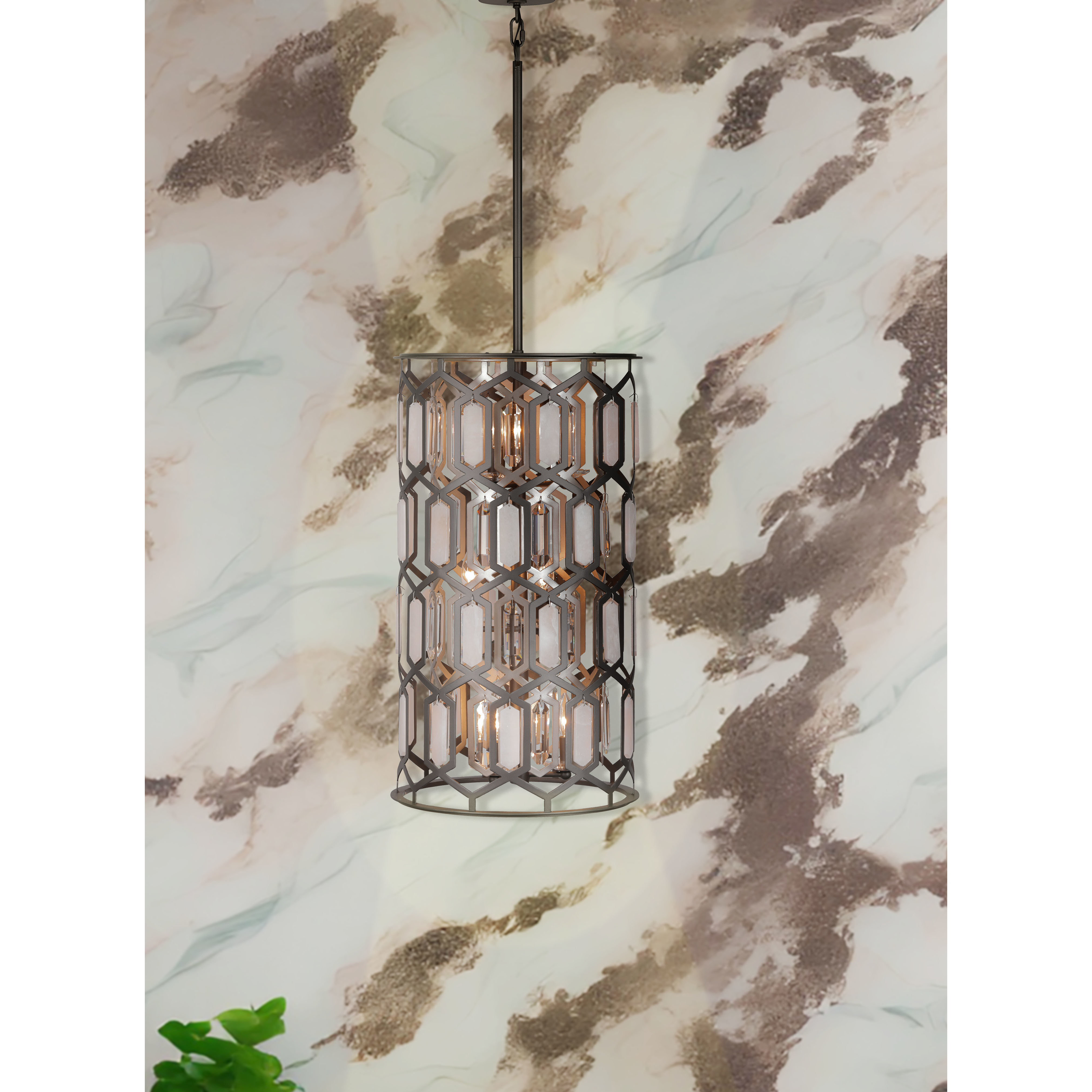 Hexly 9 Light 16 inch Bronze and Sultry Silver Foyer Pendant Ceiling Light