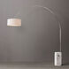 Iconic 95 inch 14 watt Satin Nickel and White Arc Floor Lamp Portable Light in White Linen