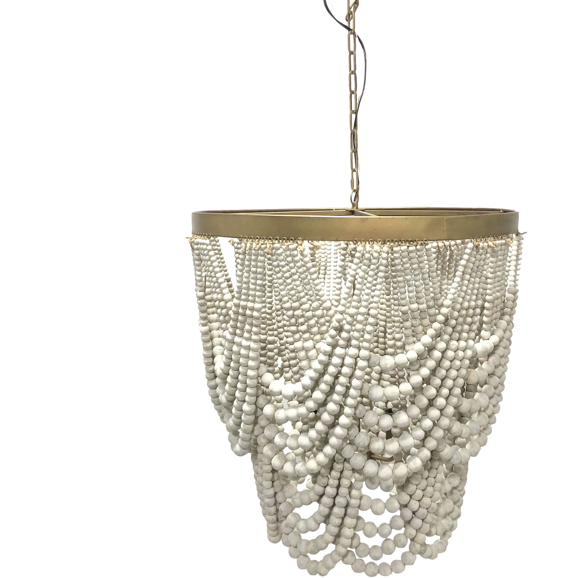 Nalu LED 28 inch Brass and Cream Chandelier Ceiling Light