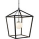 Denison 1 Light 26 inch Black/Frosted White Outdoor Lantern Pendant, Large