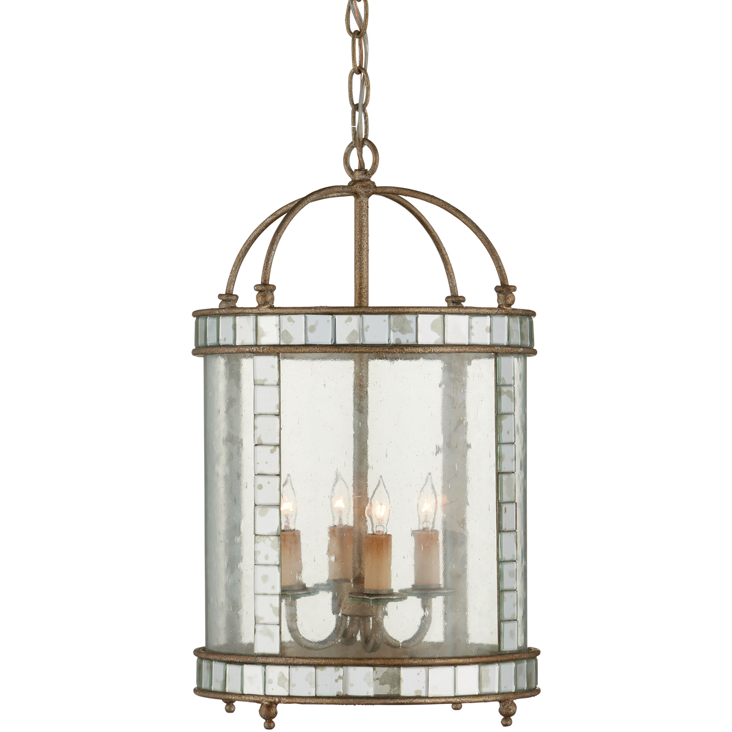 Bering 4 Light 13 inch Harlow Silver Leaf/Antique Mirror Chandelier Ceiling Light, Small