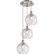 Ballston Athens Water Glass 3 Light 15 inch Brushed Satin Nickel Multi-Pendant Ceiling Light