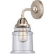 Nouveau 2 Canton LED 6 inch Brushed Satin Nickel Sconce Wall Light in Seedy Glass