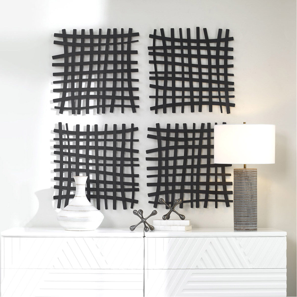 Gridlines Matte Black Wall Decor