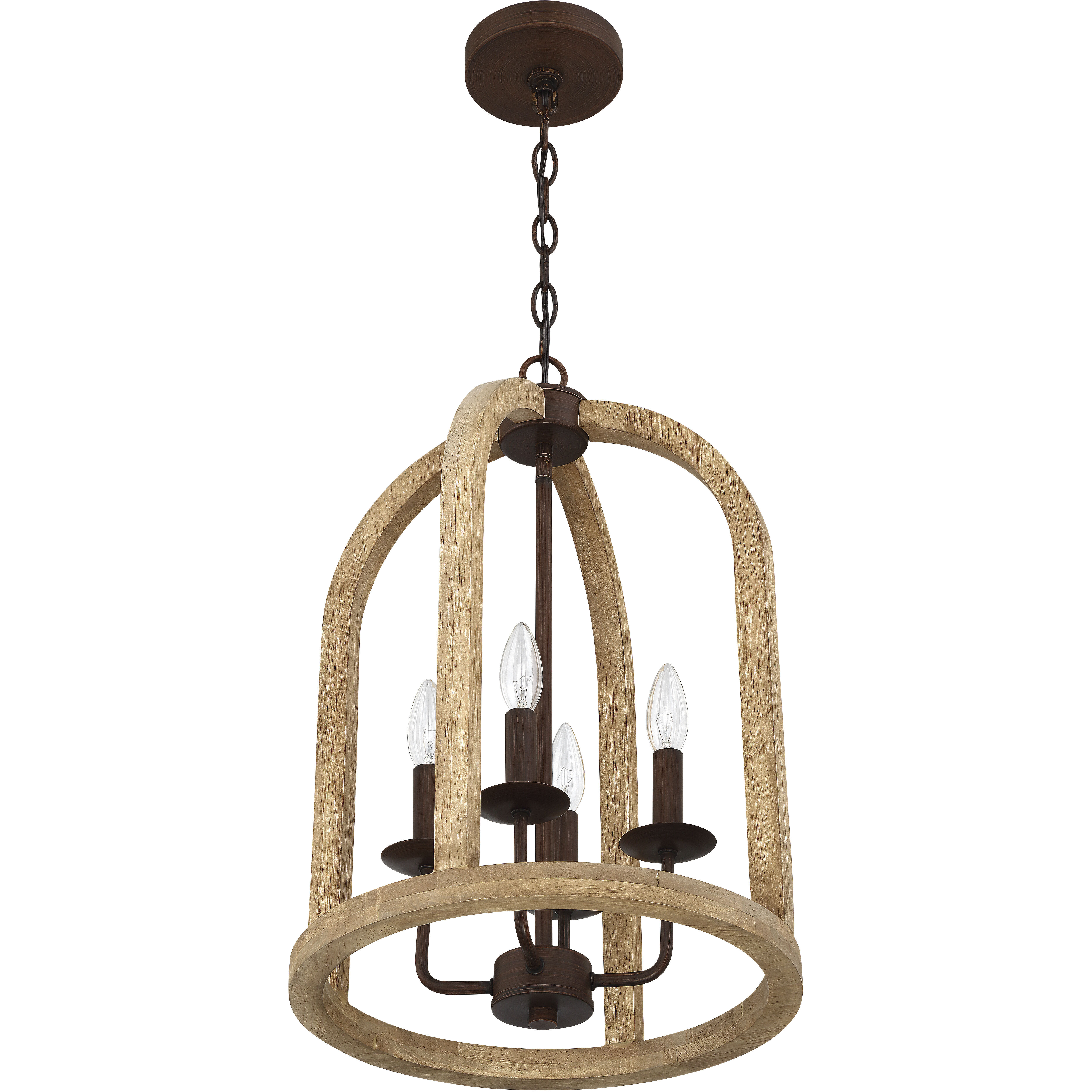 Aberdeen 4 Light 14 inch Natural Wood/Aged Bronze Brushed Foyer Light Ceiling Light