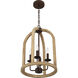 Aberdeen 4 Light 14 inch Natural Wood/Aged Bronze Brushed Foyer Light Ceiling Light
