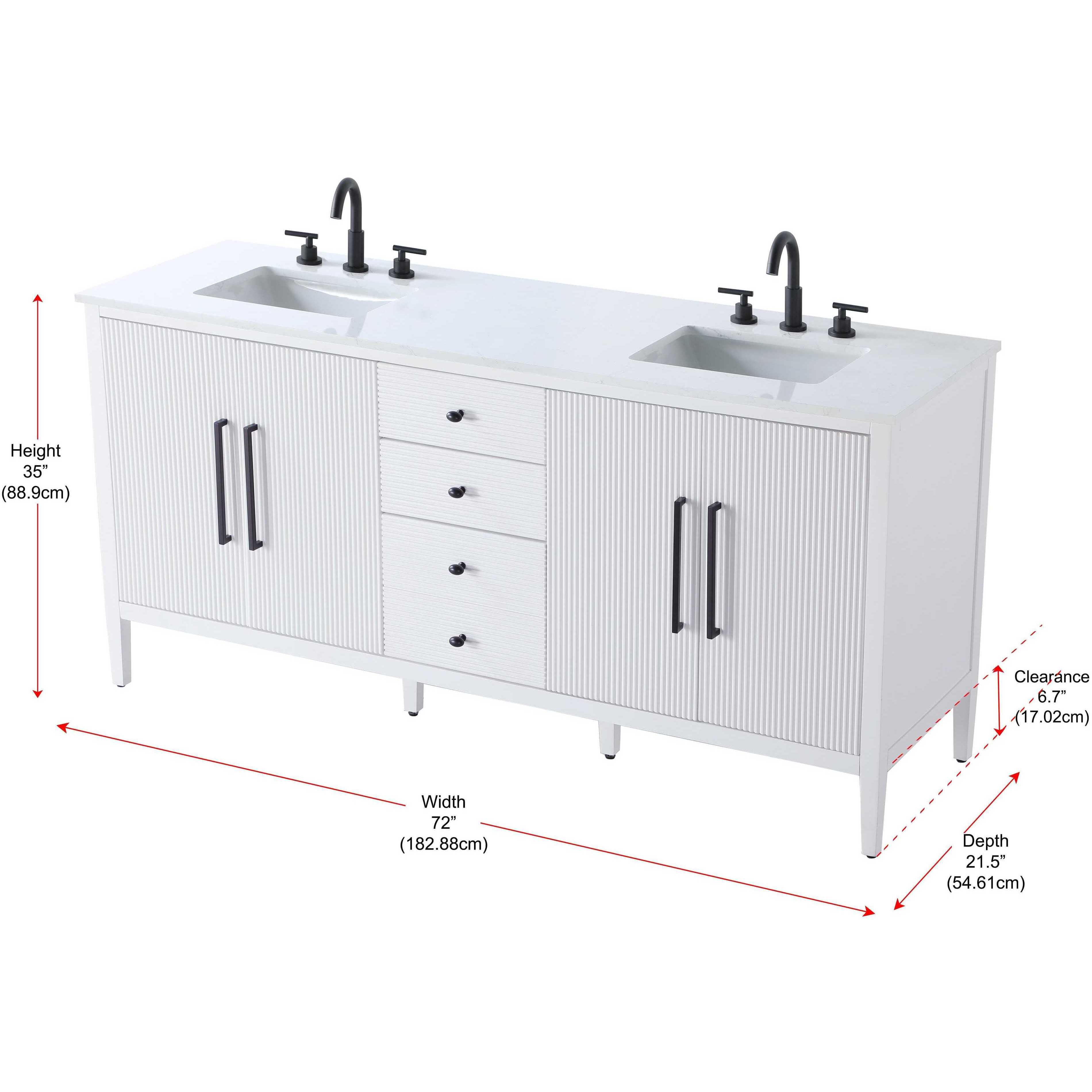 Blakely 72 X 34 inch White Bathroom Vanity Cabinet