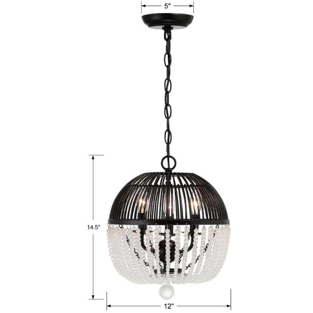 Duval 3 Light 12 inch Matte Black Mini Chandelier Ceiling Light