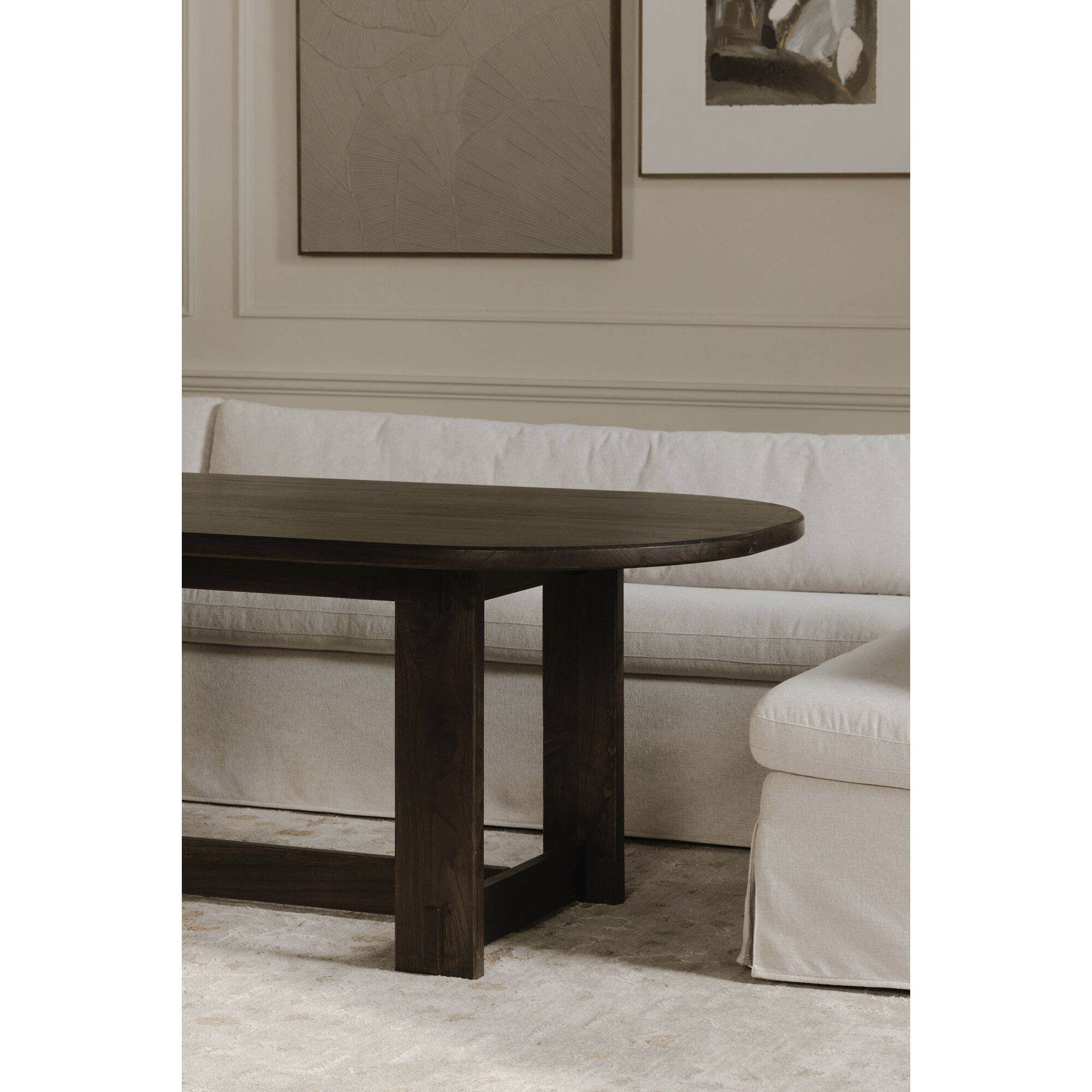Fable Beige Slipcover Dining Banquette, L-Shape