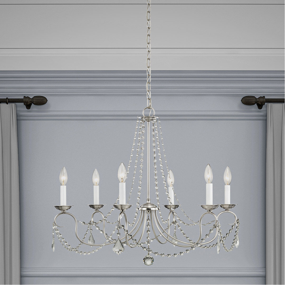 Pennington 6 Light 28 inch Brushed Nickel Chandelier Ceiling Light