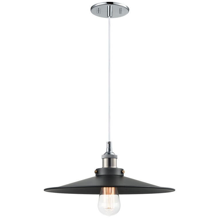 Bulstrode's Workshop 1 Light 14 inch Chrome Pendant Ceiling Light in Chrome and Black