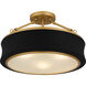 Dylan 3 Light 16 inch Matte Black Semi-Flush Mount Ceiling Light, Medium