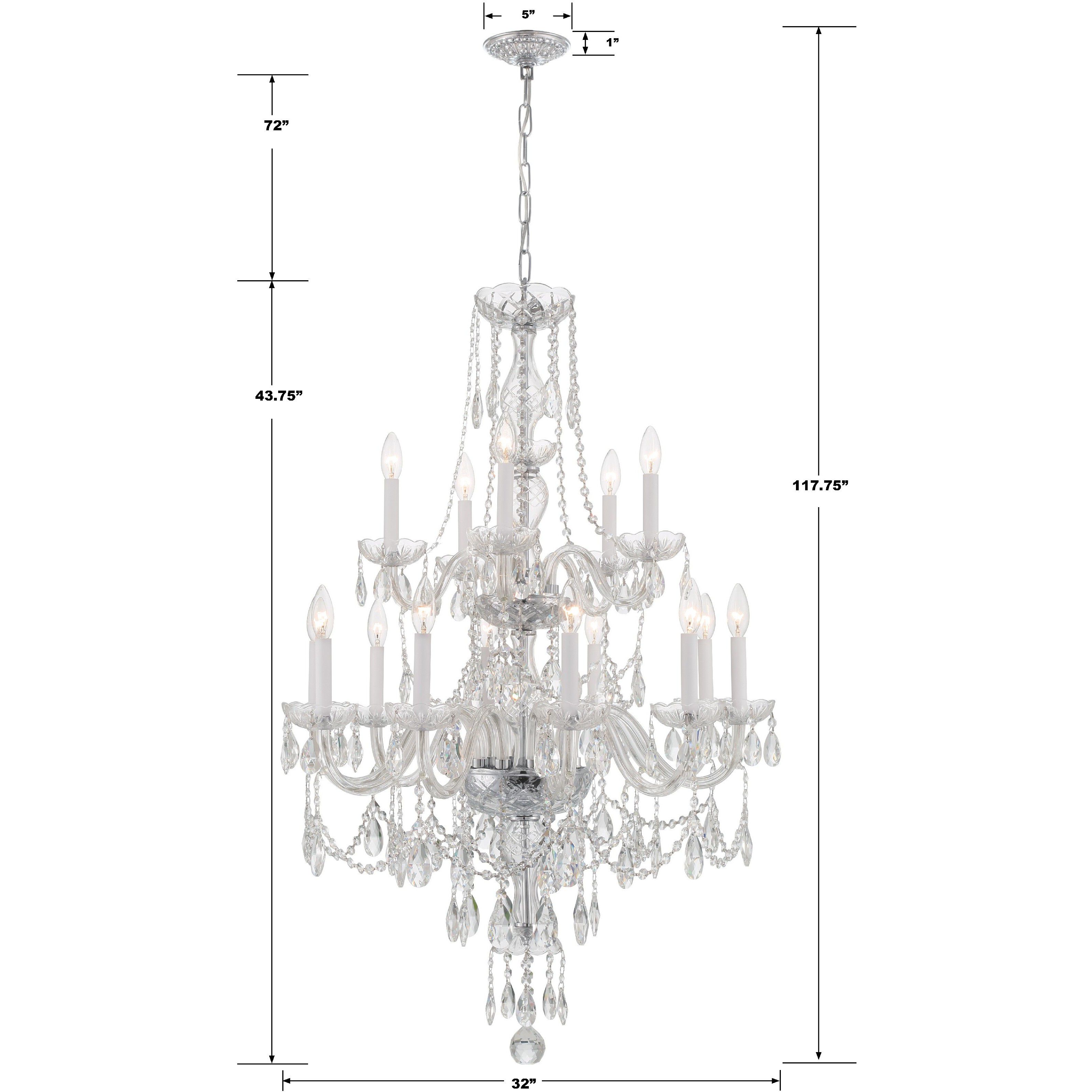Traditional Crystal 15 Light 32 inch Polished Chrome Chandelier Ceiling Light