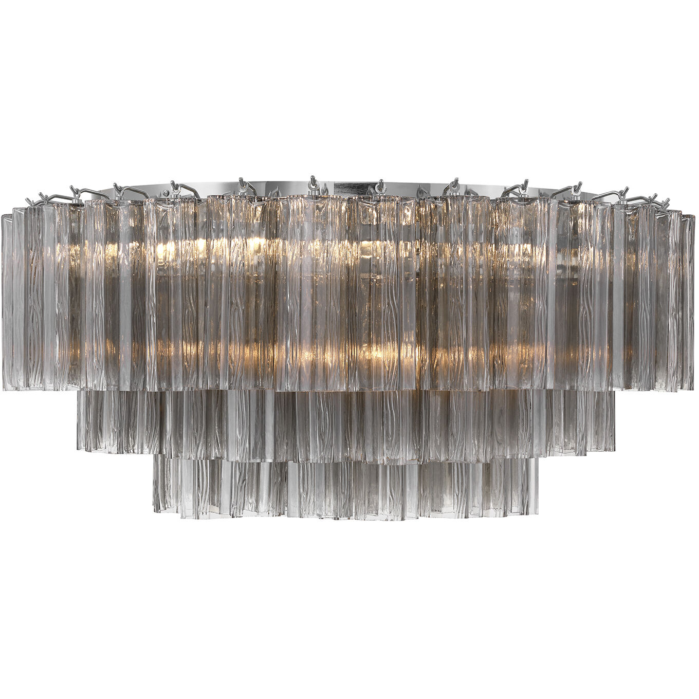 Addis 16 Light 32 inch Polished Chrome Flush Ceiling Light in Tronchi Glass Smoke