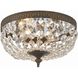 Waltham 2 Light 10 inch English Bronze Flush Ceiling Light in Clear Hand Cut