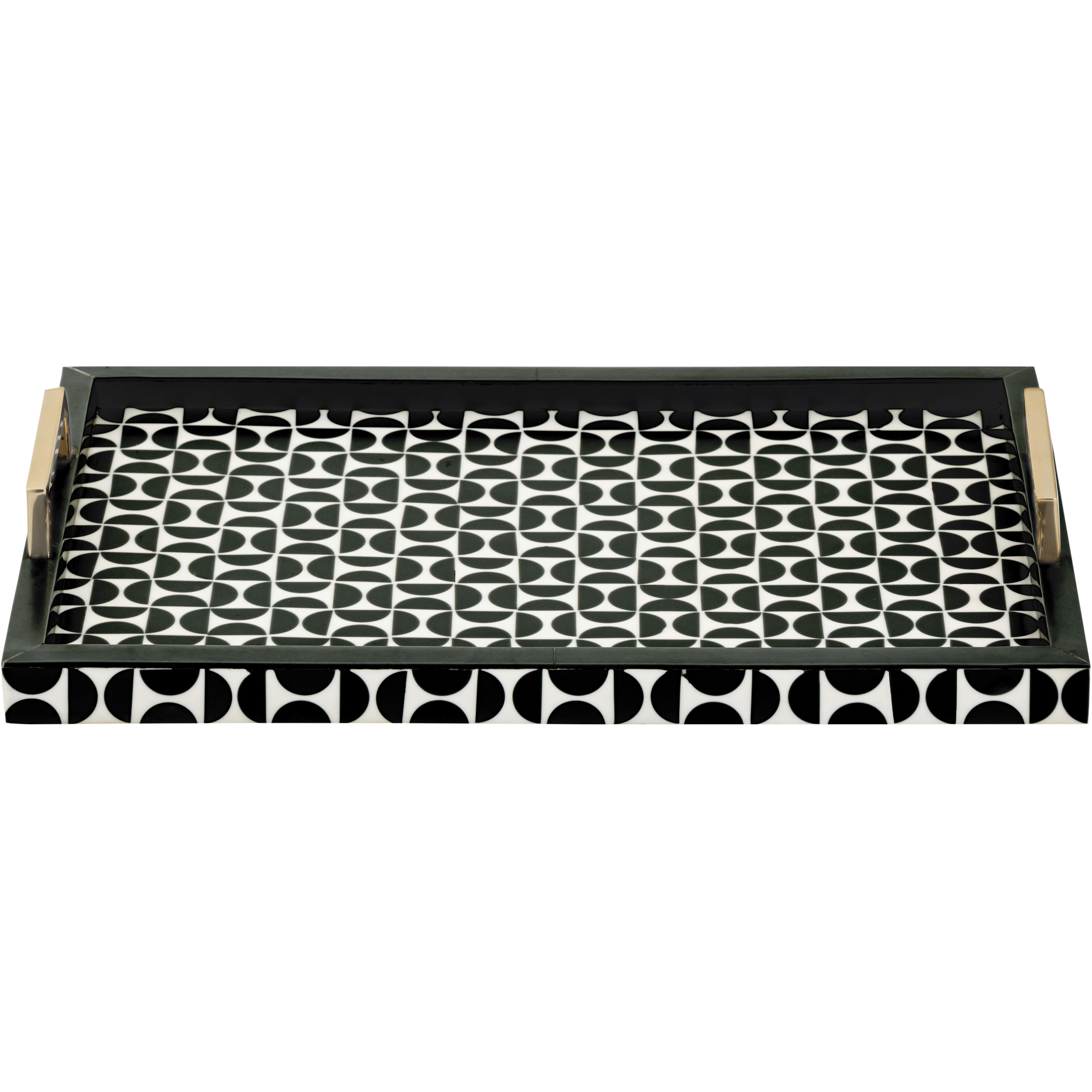 Futrelle Dark Green with White and Brass Tray, Set of 2