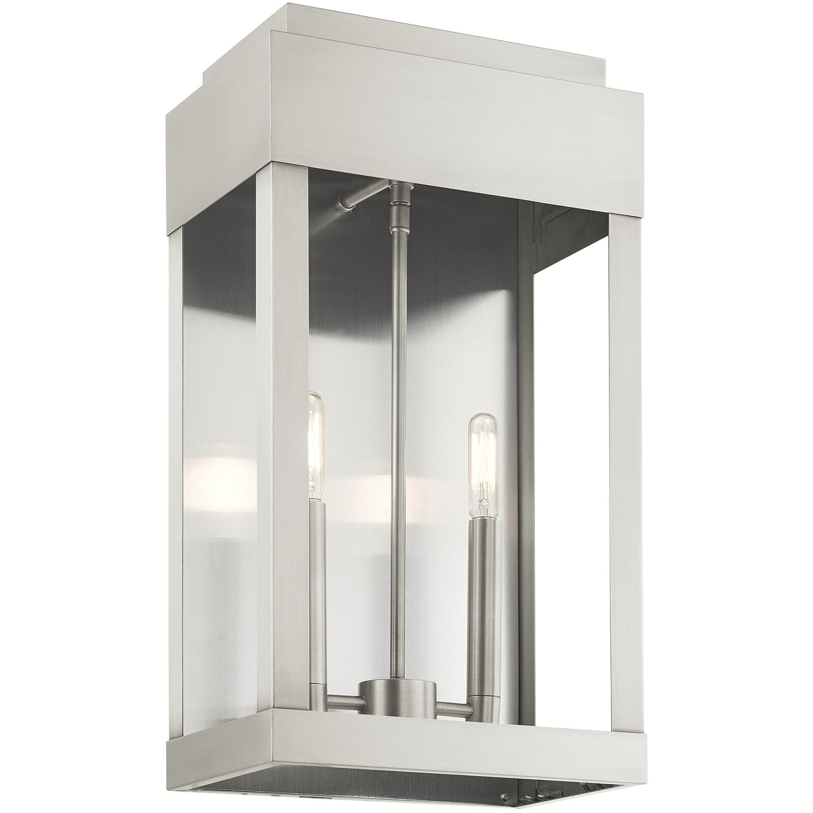 York 2 Light 19 inch Brushed Nickel Outdoor Wall Lantern