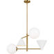 AERIN Cosmo 4 Light 28 inch Matte White and Burnished Brass Chandelier Ceiling Light in Matte White / Burnished Brass