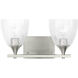 Drew & Jonathan Toffino 2 Light 16 inch Brushed Nickel Vanity Light Wall Light in Clear Crackle Glass