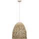 Netted 1 Light 18 inch Natural Corn Straw Rope Pendant Ceiling Light