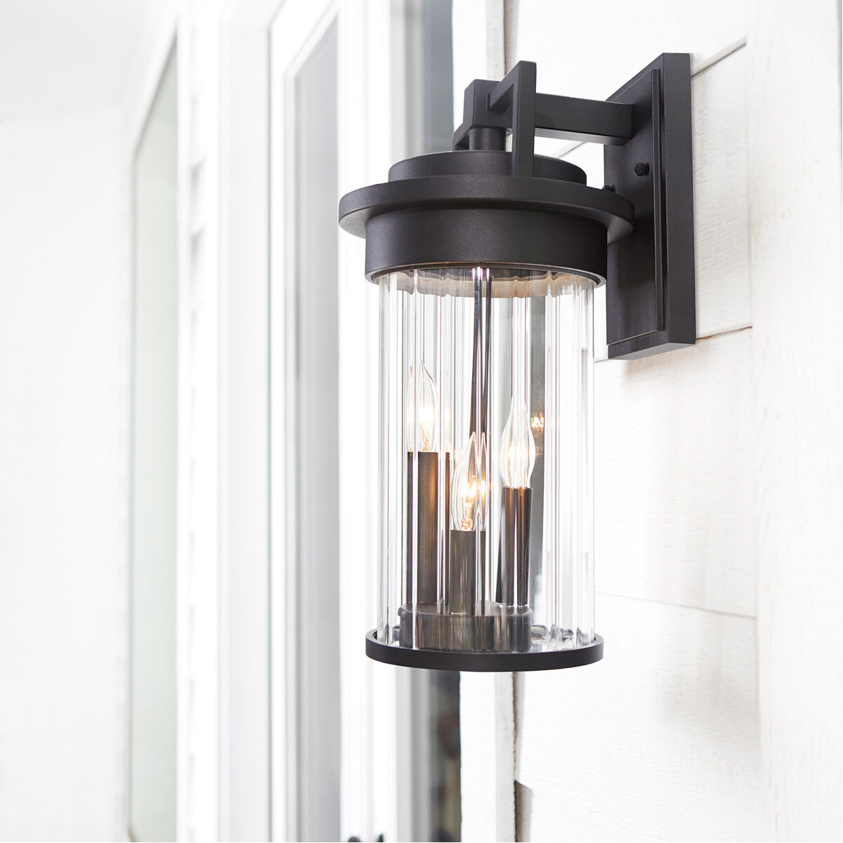 Dimas 3 Light 16 inch Noir Outdoor Wall Lantern