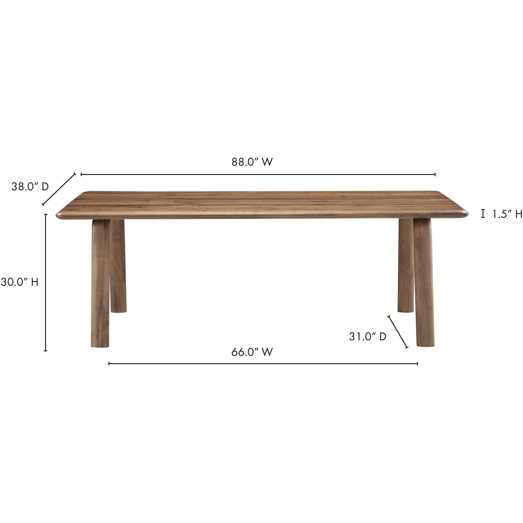 Malibu 88 X 38 inch BC Walnut Dining Table