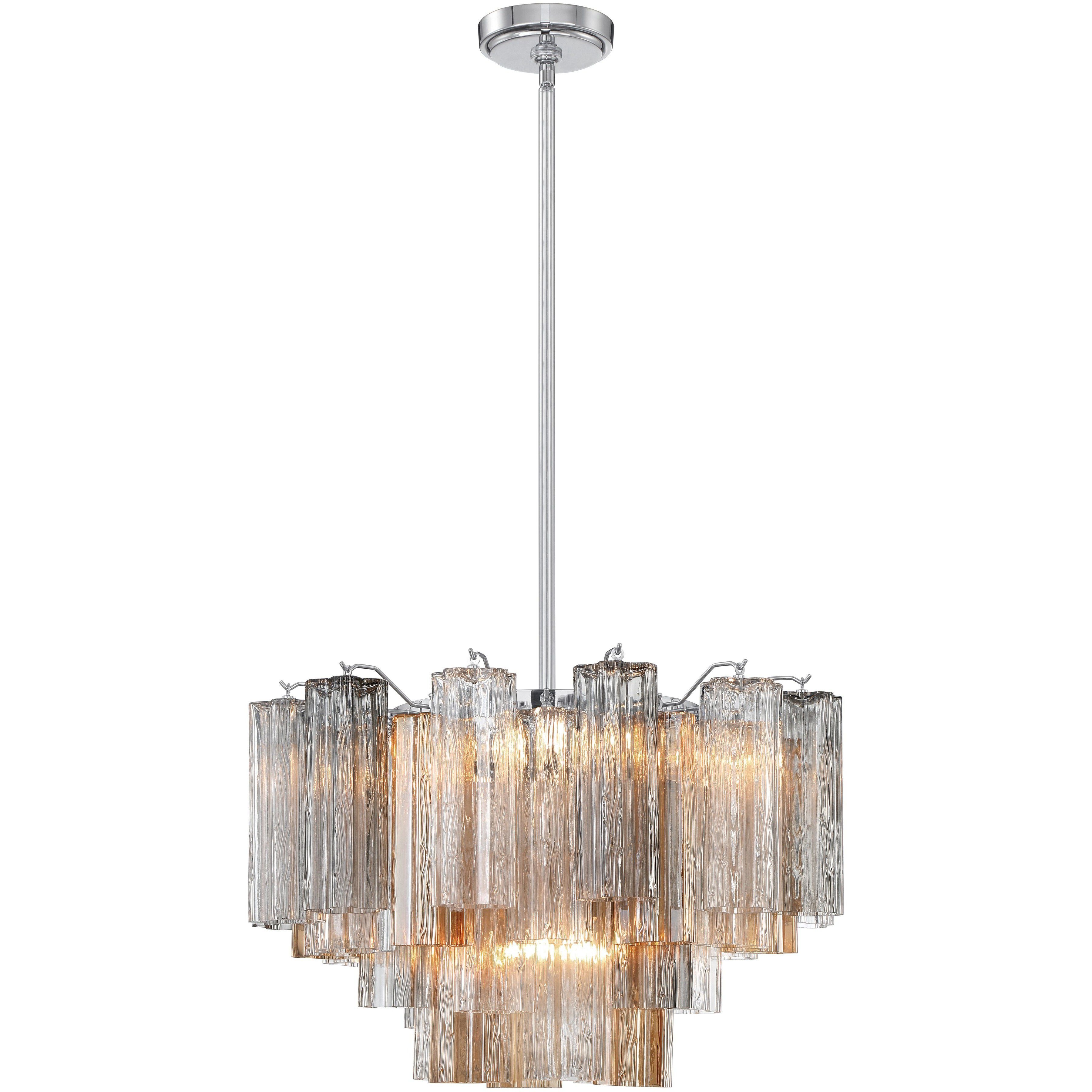Addis 9 Light 22 inch Polished Chrome Chandelier Ceiling Light in Tronchi Glass Autumn