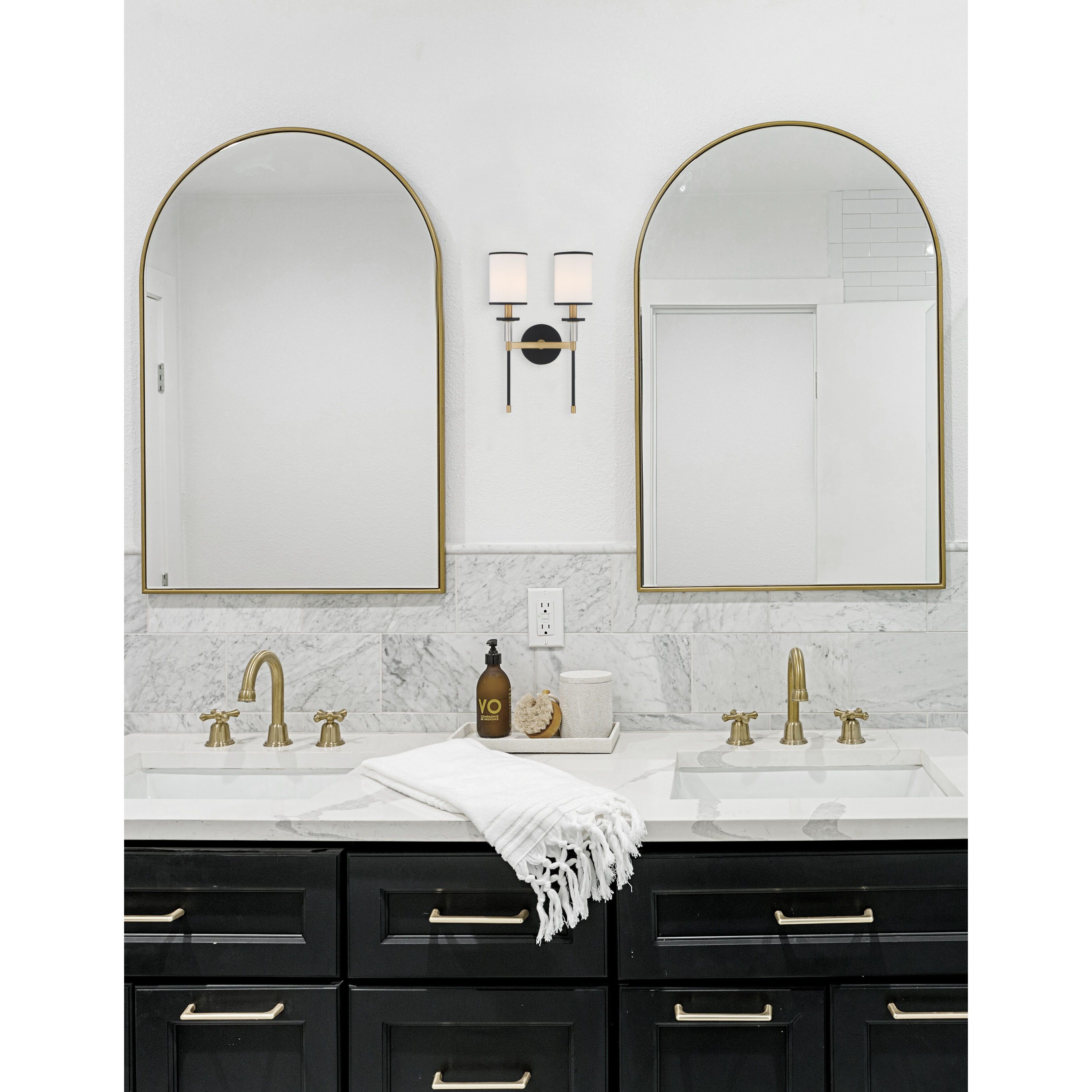 Hatfield Bath Wall Light in Black Forged with Vibrant Gold